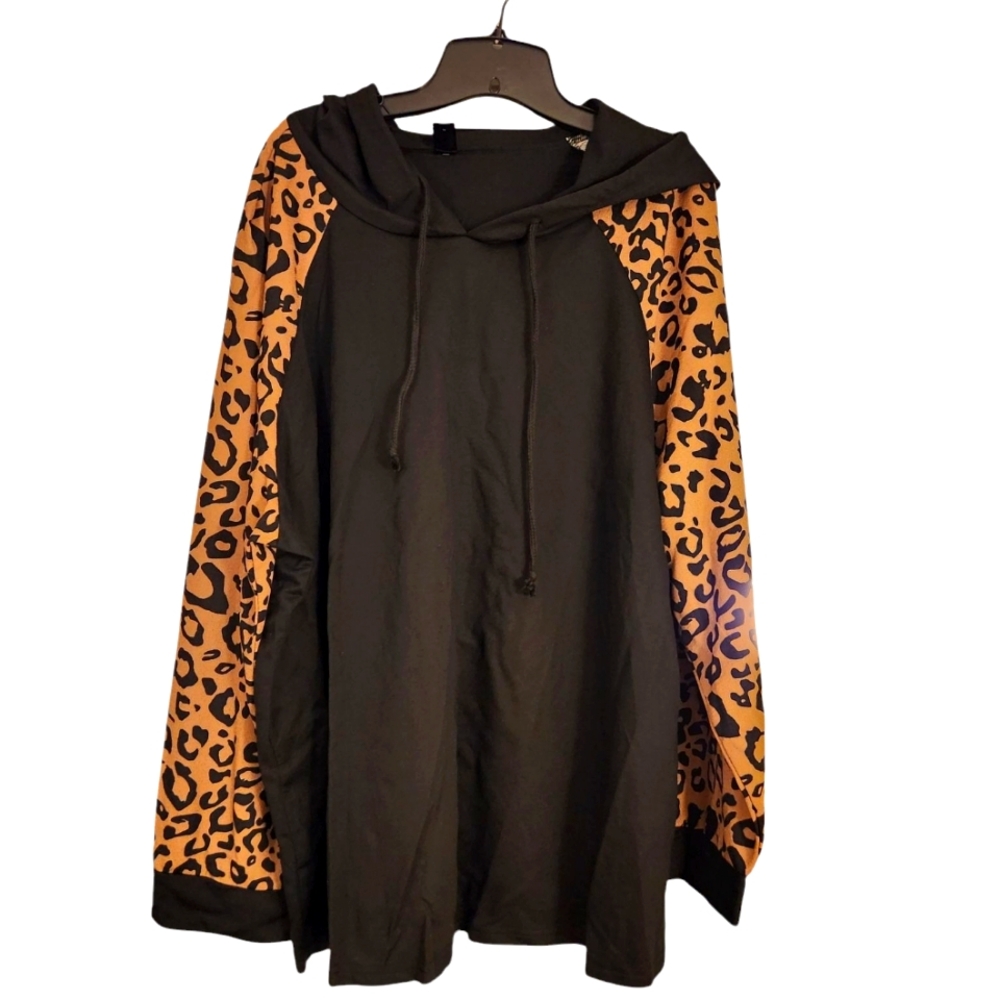 Leopard Print Sleeve Hoodie